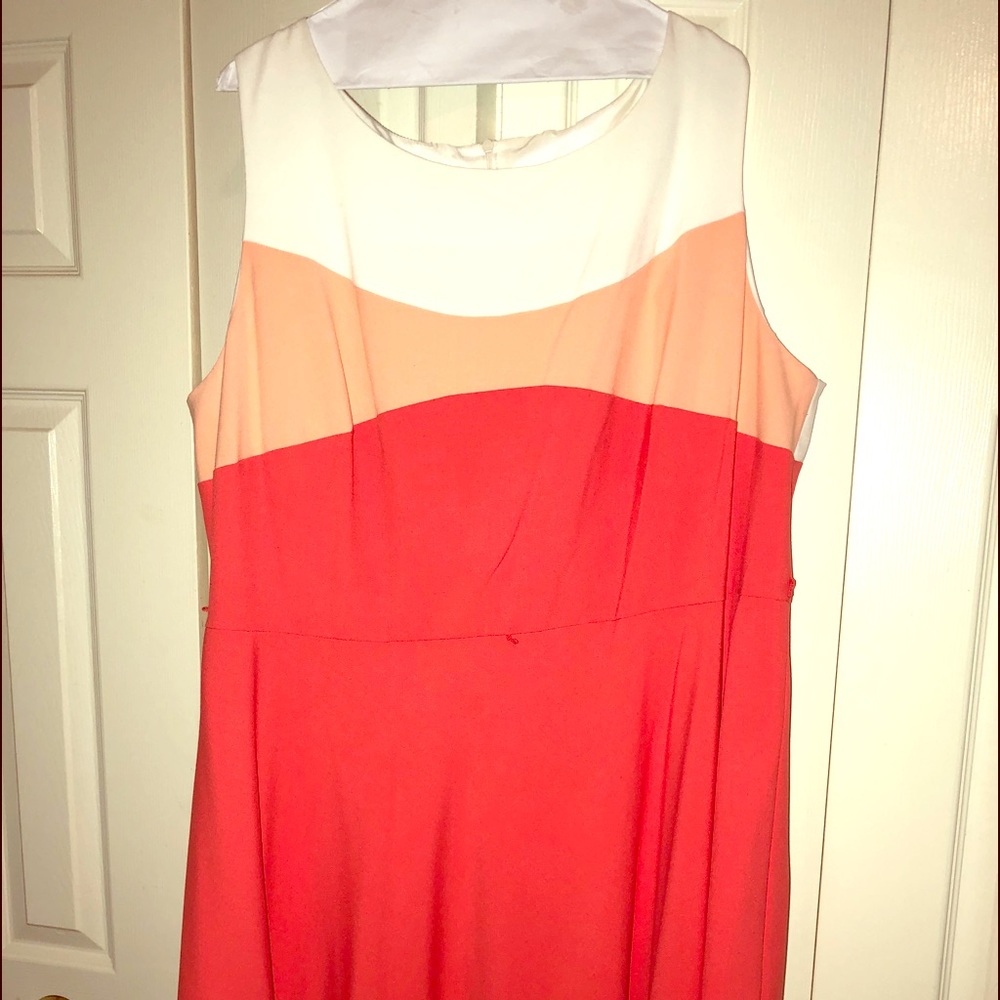 Orange peach and White plus dress